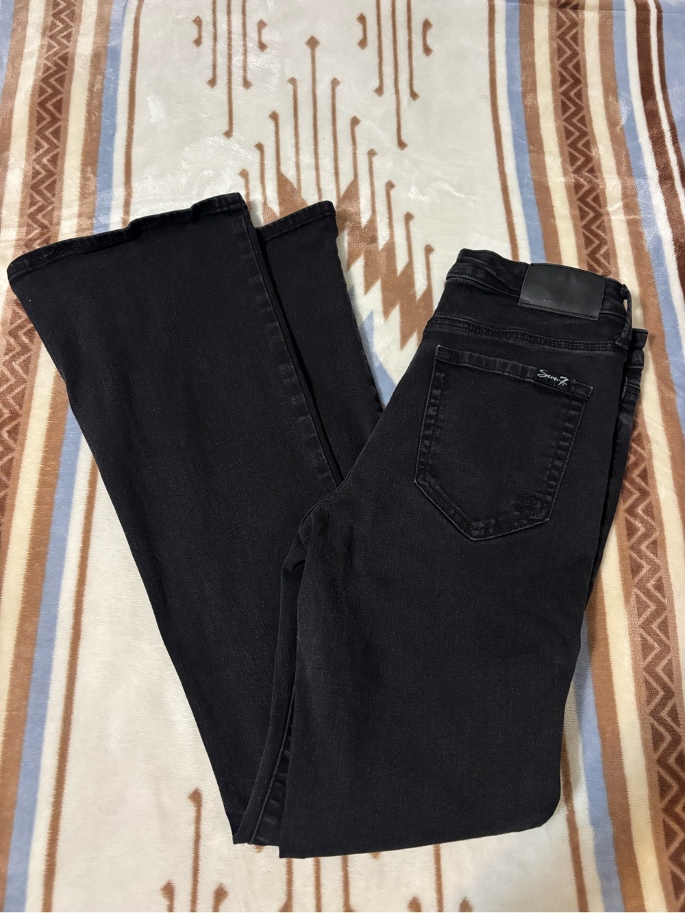 Seven7 Black Flare Wide-Leg Jeans